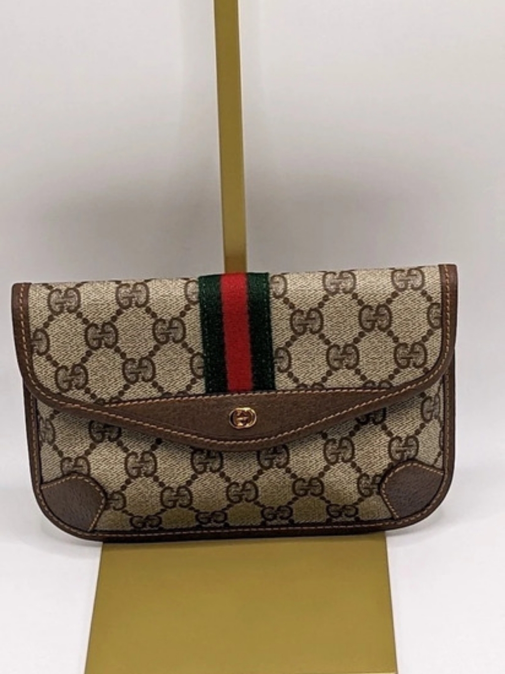 Gucci GG Supreme Web Ophidia Pouch Brown Beige Crossbody Pouch